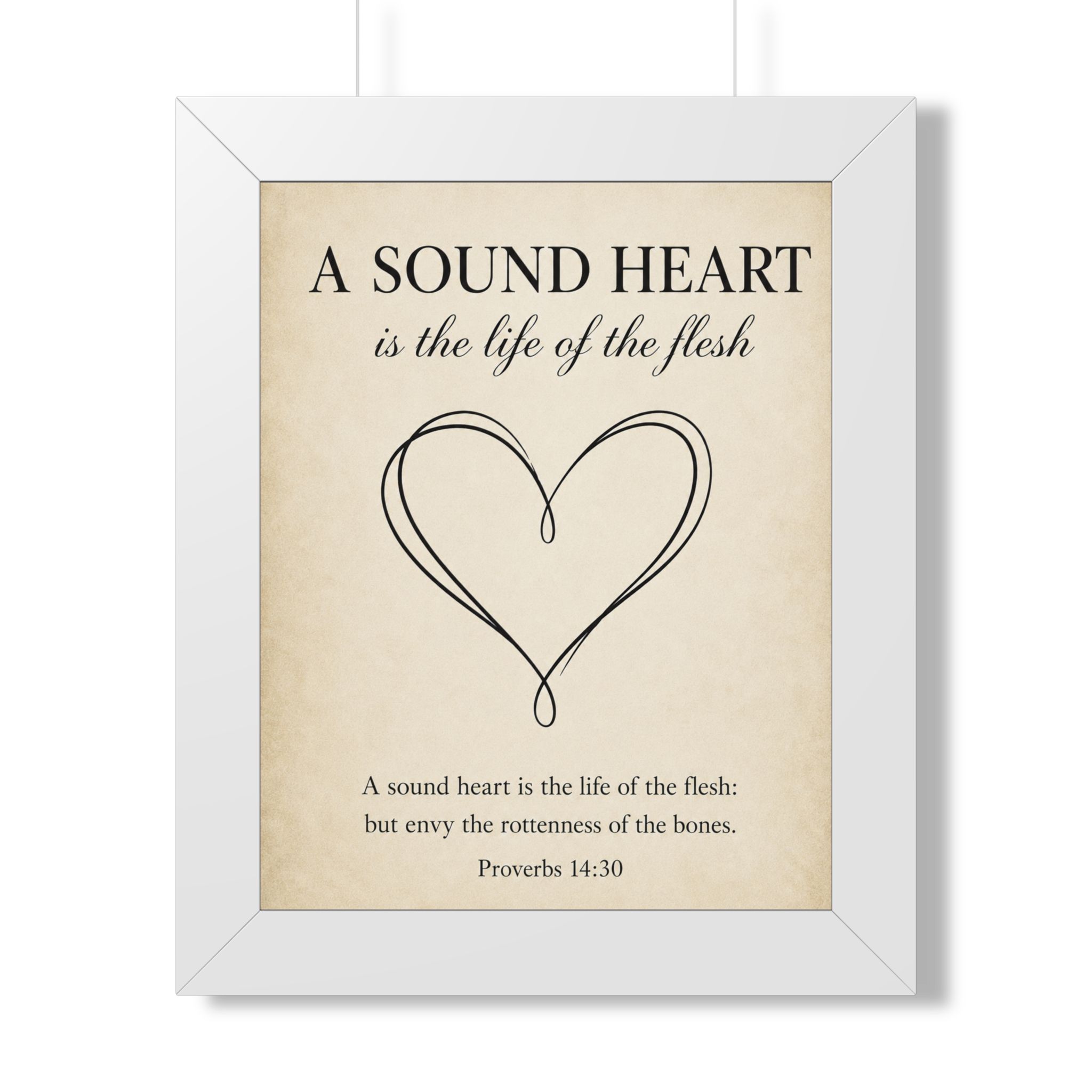 Proverbs 14:30 A Sound Heart Is Life Portrait Wall Art | Christian Wellness Scripture Decor | Faith Gift - Image 3