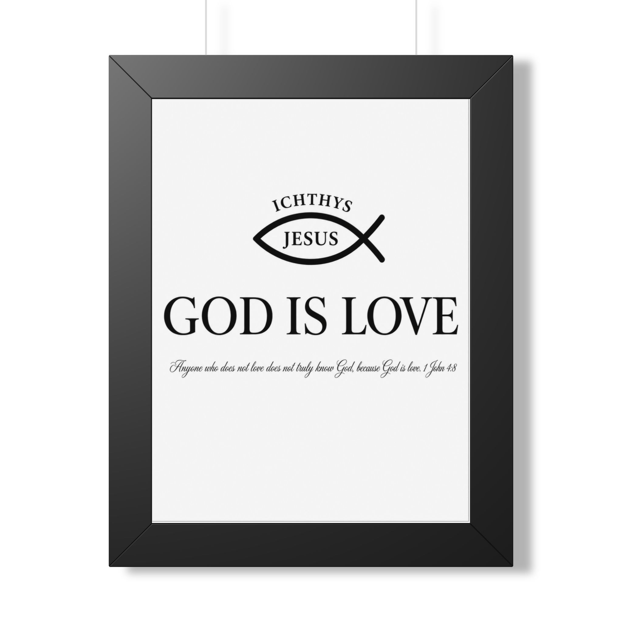God Is Love 1 John 4:8 Ichthys Portrait Wall Art | Minimalist Christian Decor | Christian Gift - Image 4