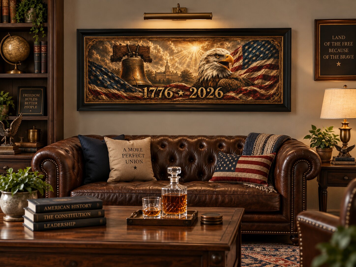 1776–2026 American Eagle & Liberty Bell Patriotic Landscape Wall Art | America’s 250th Anniversary | Patriotic Gift