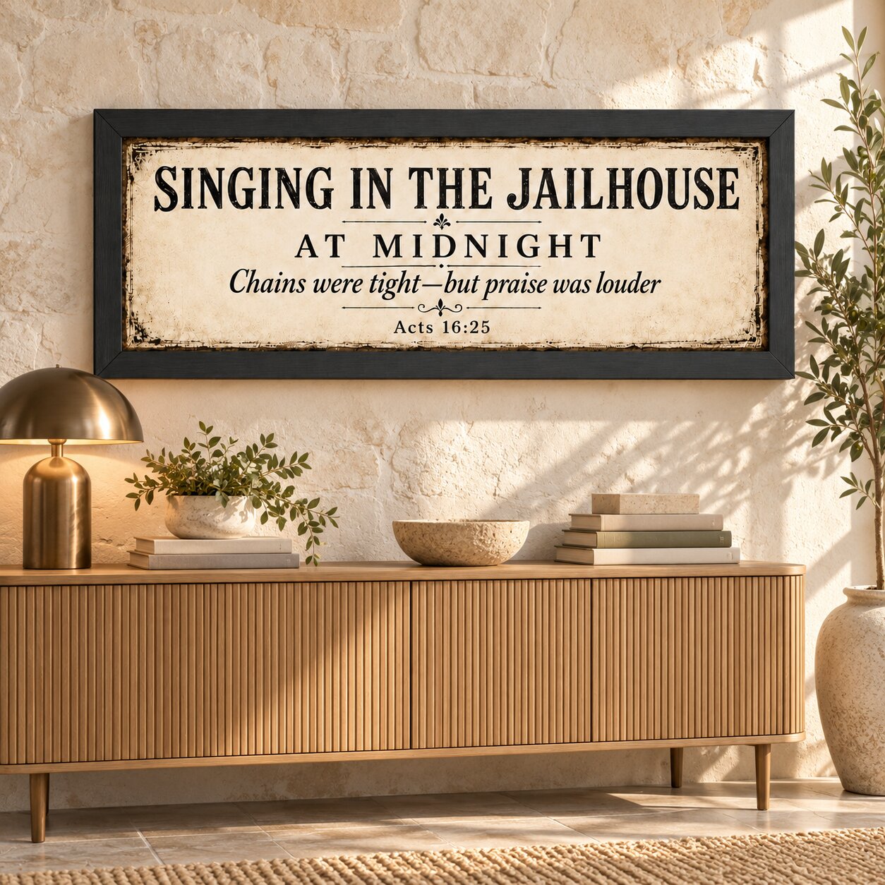 At Midnight Prayer & Praise Acts 16:25 Landscape Wall Art | Paul and Silas Scripture Decor | Faith Gift - Image 6