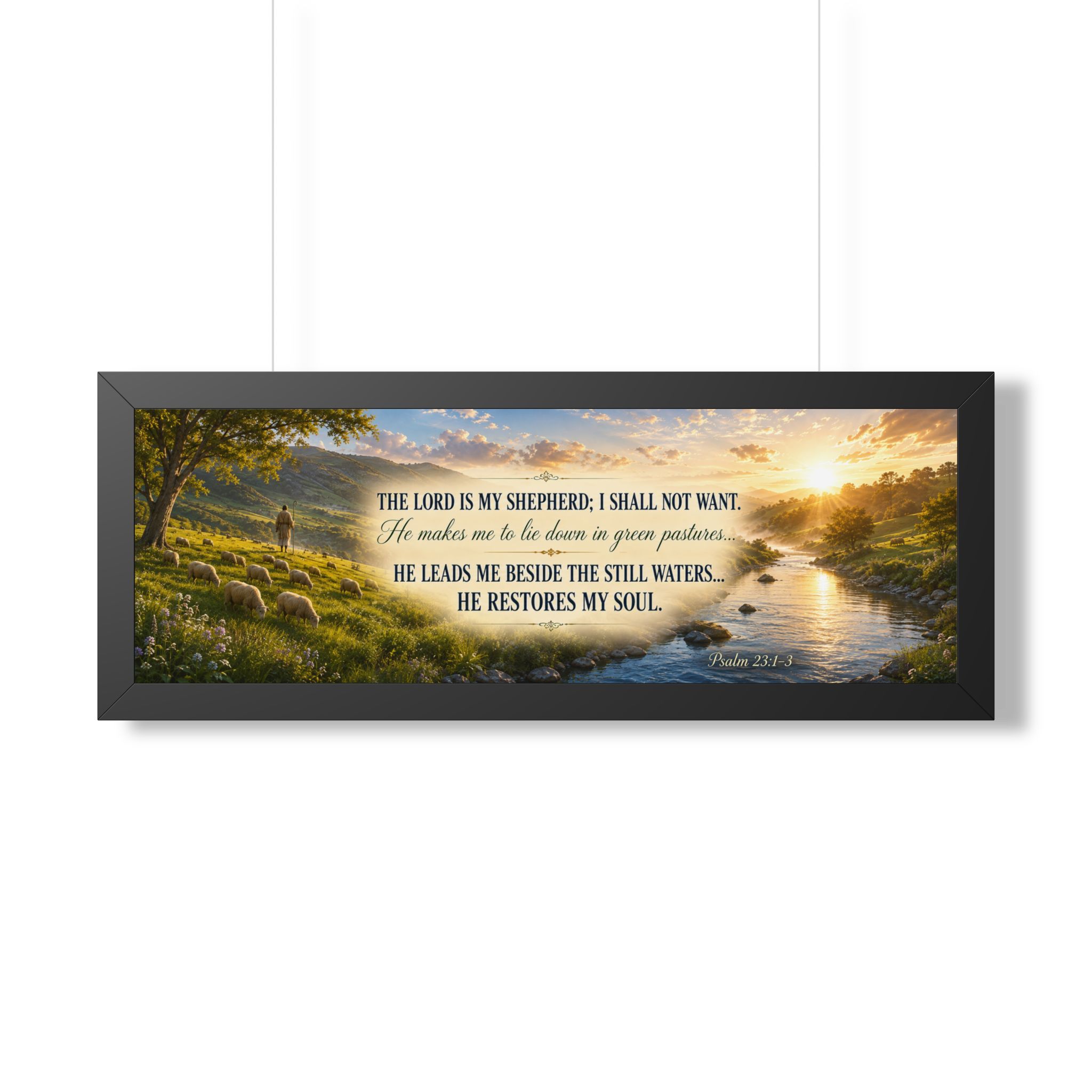 Psalm 23 The Lord Is My Shepherd Landscape Wall Art | Comforting Christian Scripture Decor | Faith Gift - Image 2