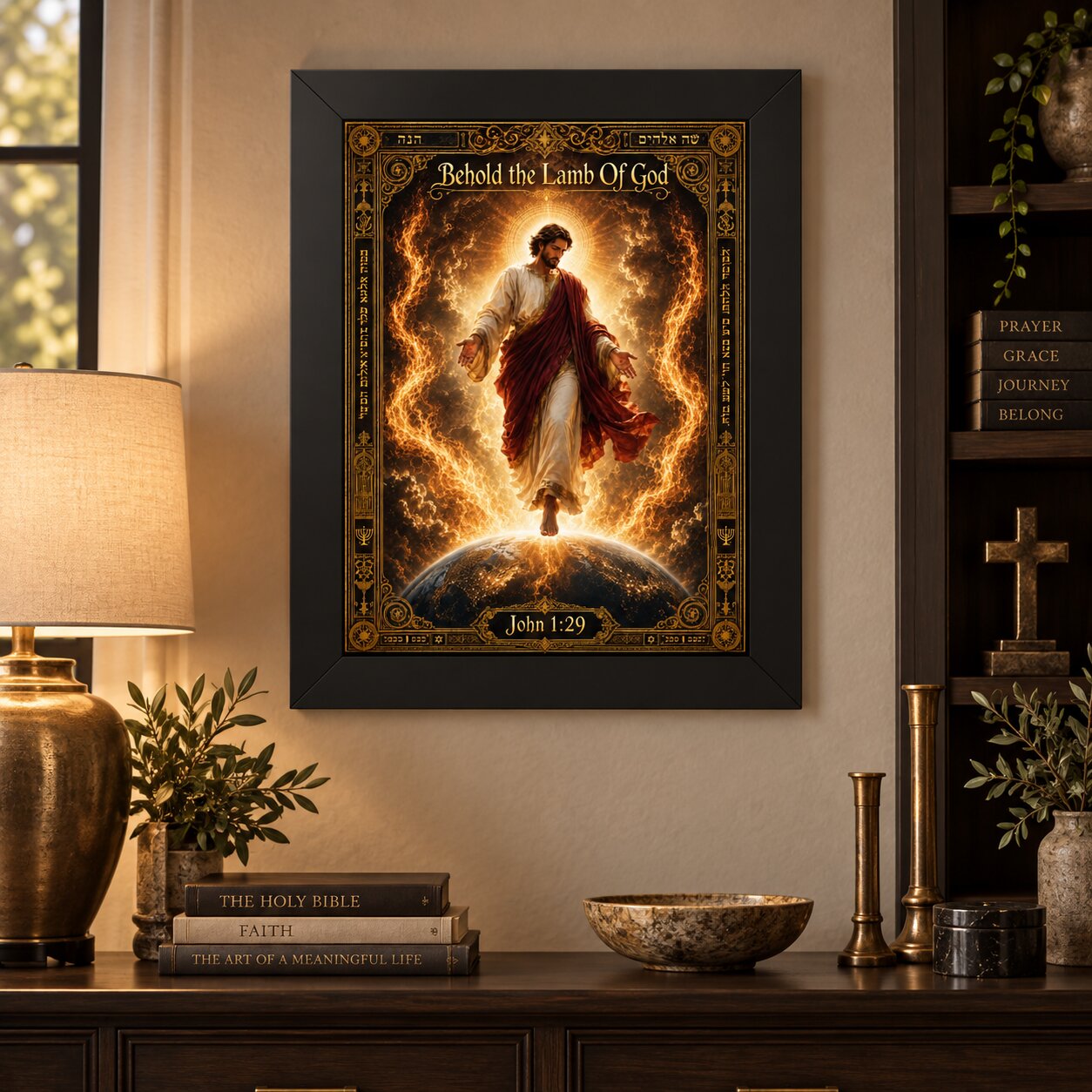 Behold the Lamb of God John 1:29 Portrait Wall Art | Jesus Christ & Salvation Decor | Faith Gift