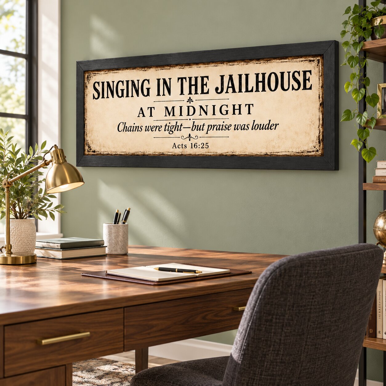 At Midnight Prayer & Praise Acts 16:25 Landscape Wall Art | Paul and Silas Scripture Decor | Faith Gift - Image 7