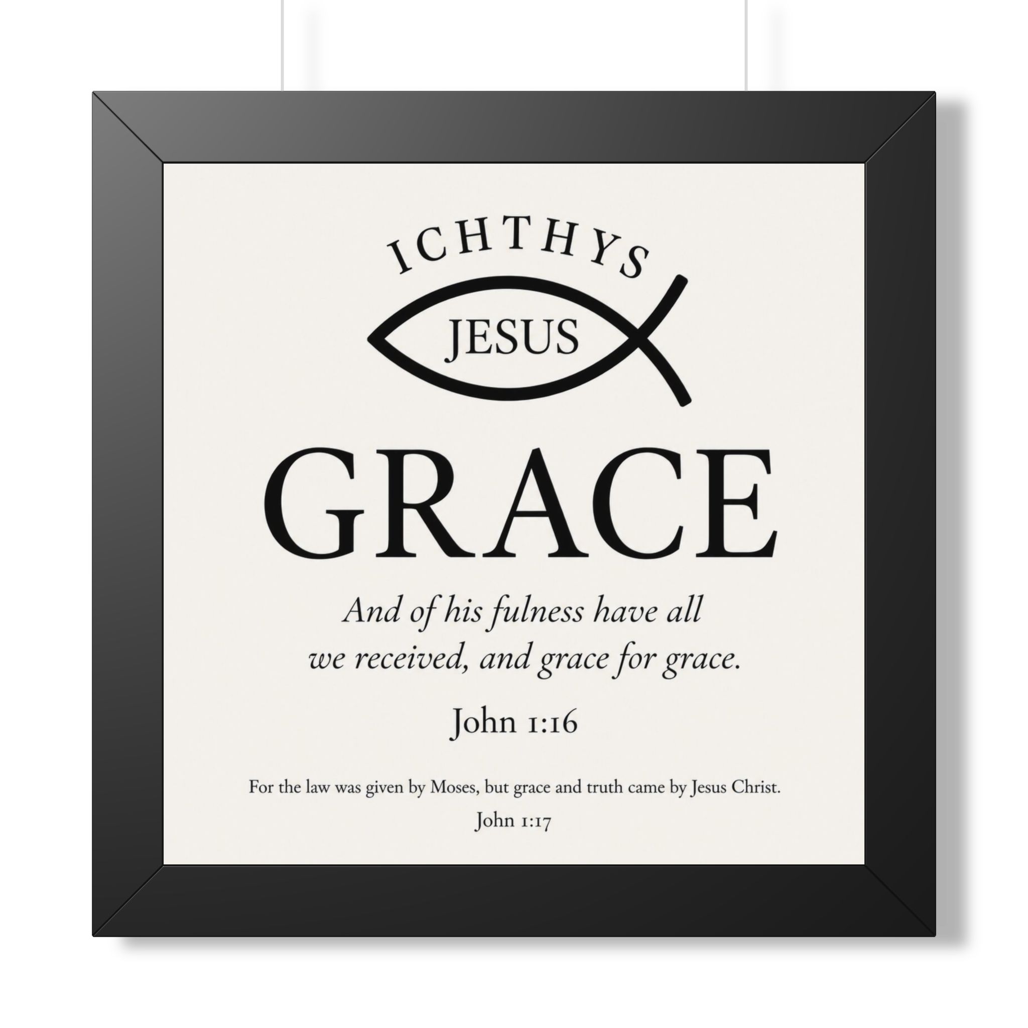 Grace Ichthys John 1:16 Christian Scripture Portrait Wall Art - Image 2