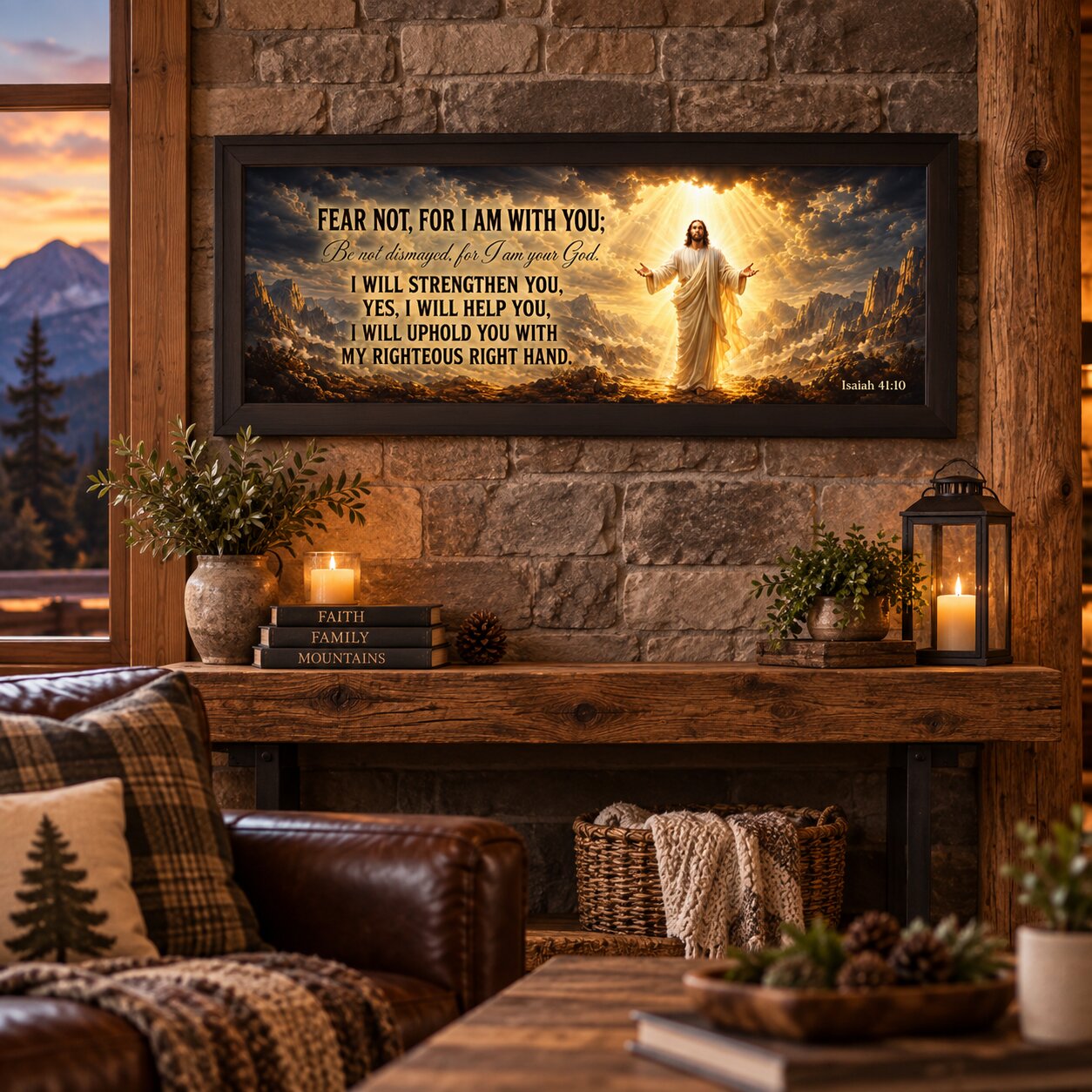 Fear Not Isaiah 41:10 Jesus Landscape Wall Art | Christian Courage & Comfort Decor | Faith Gift