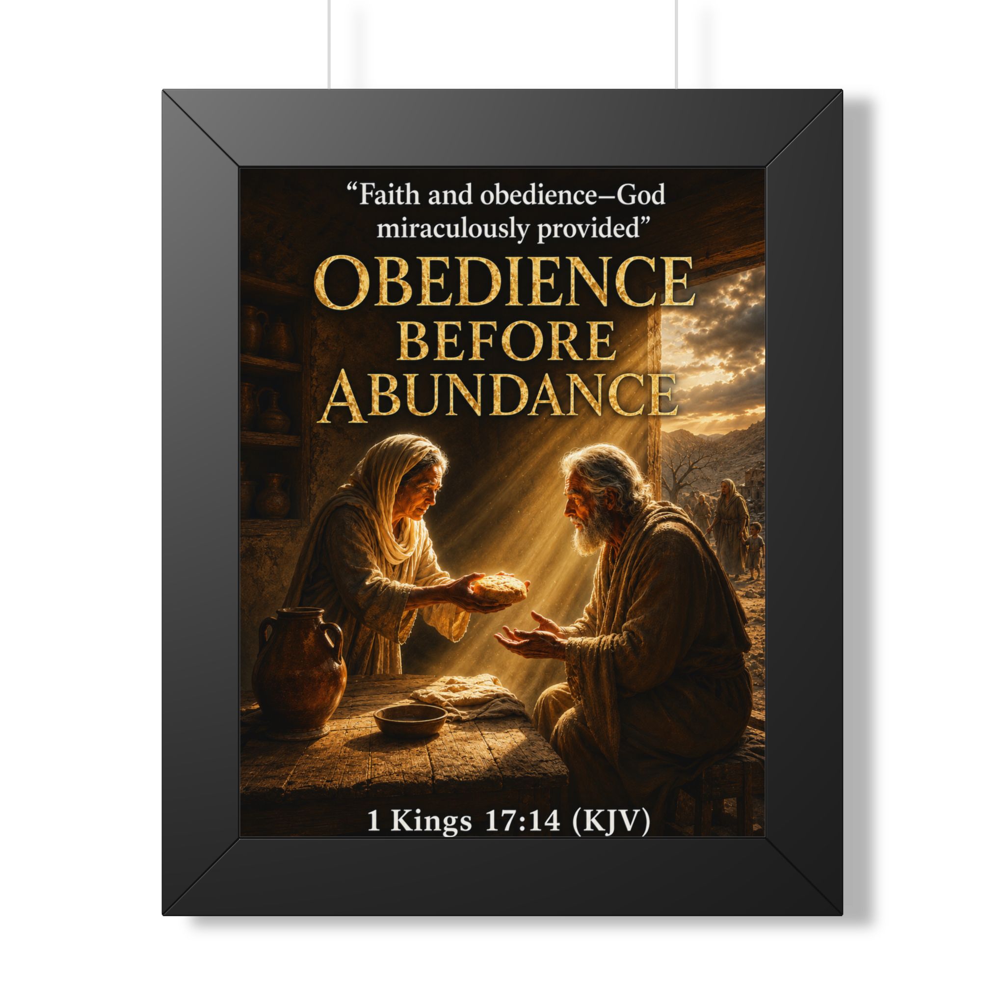 Obedience Before Abundance 1 Kings 17:14 Portrait Wall Art | Elijah & Widow Christian Decor | Faith Gift - Image 3