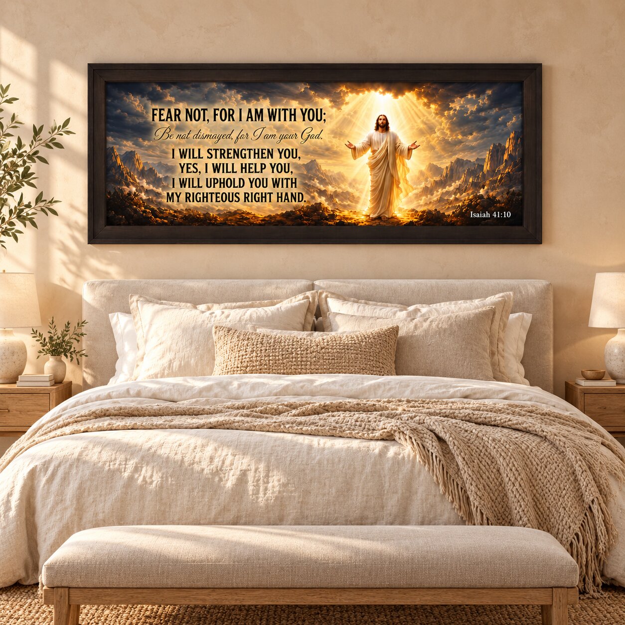 Fear Not Isaiah 41:10 Jesus Landscape Wall Art | Christian Courage & Comfort Decor | Faith Gift - Image 3