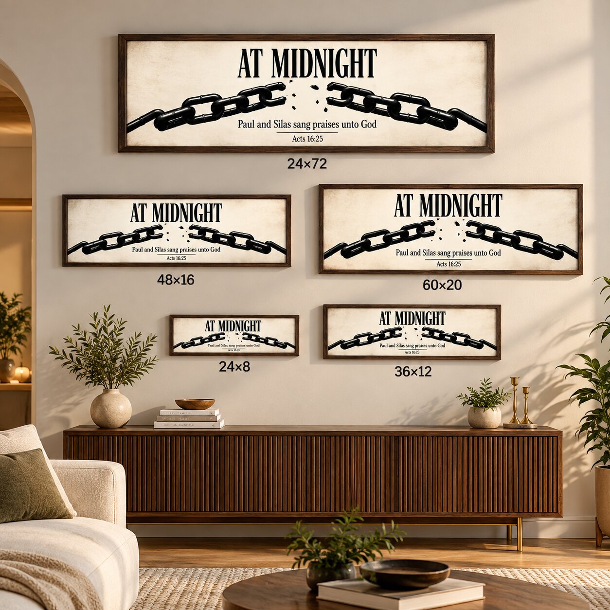 At Midnight Praise Breaks Chains Acts 16:25 Landscape Wall Art | Dark Christian Wall Art | Faith Gift - Image 10
