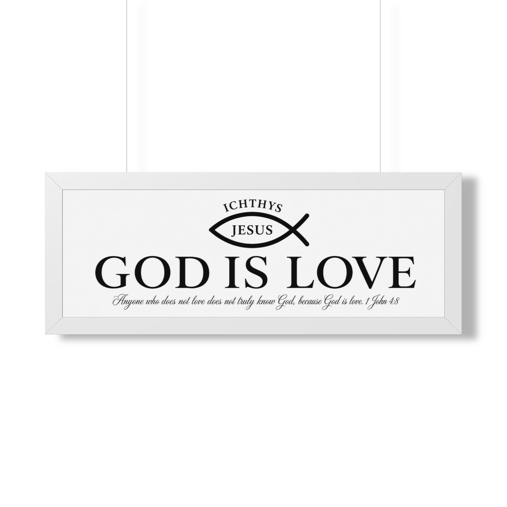 God Is Love 1 John 4:8 Ichthys Landscape Wall Art | Minimalist Christian Decor | Christian Gift - Image 3