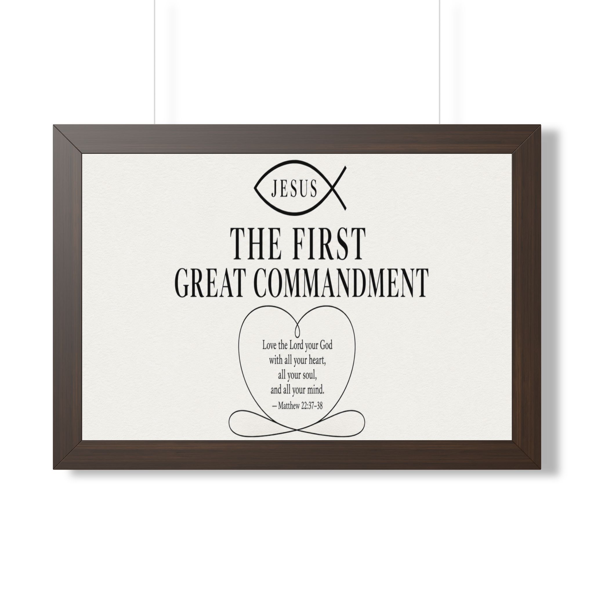 First Great Commandment Matthew 22:37 Ichthys Landscape Wall Art | Love God Christian Decor | Christian Gift - Image 4