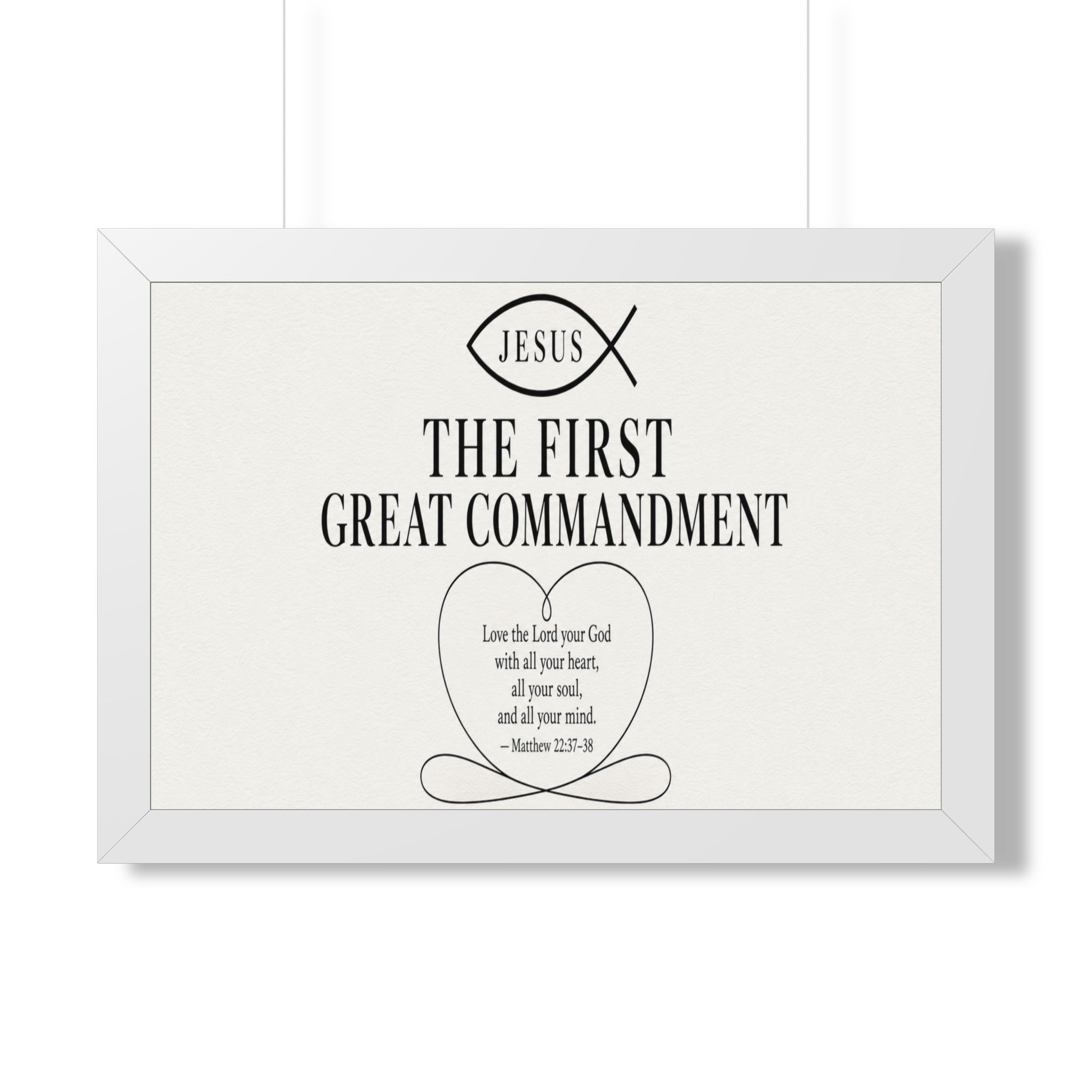 First Great Commandment Matthew 22:37 Ichthys Landscape Wall Art | Love God Christian Decor | Christian Gift - Image 3