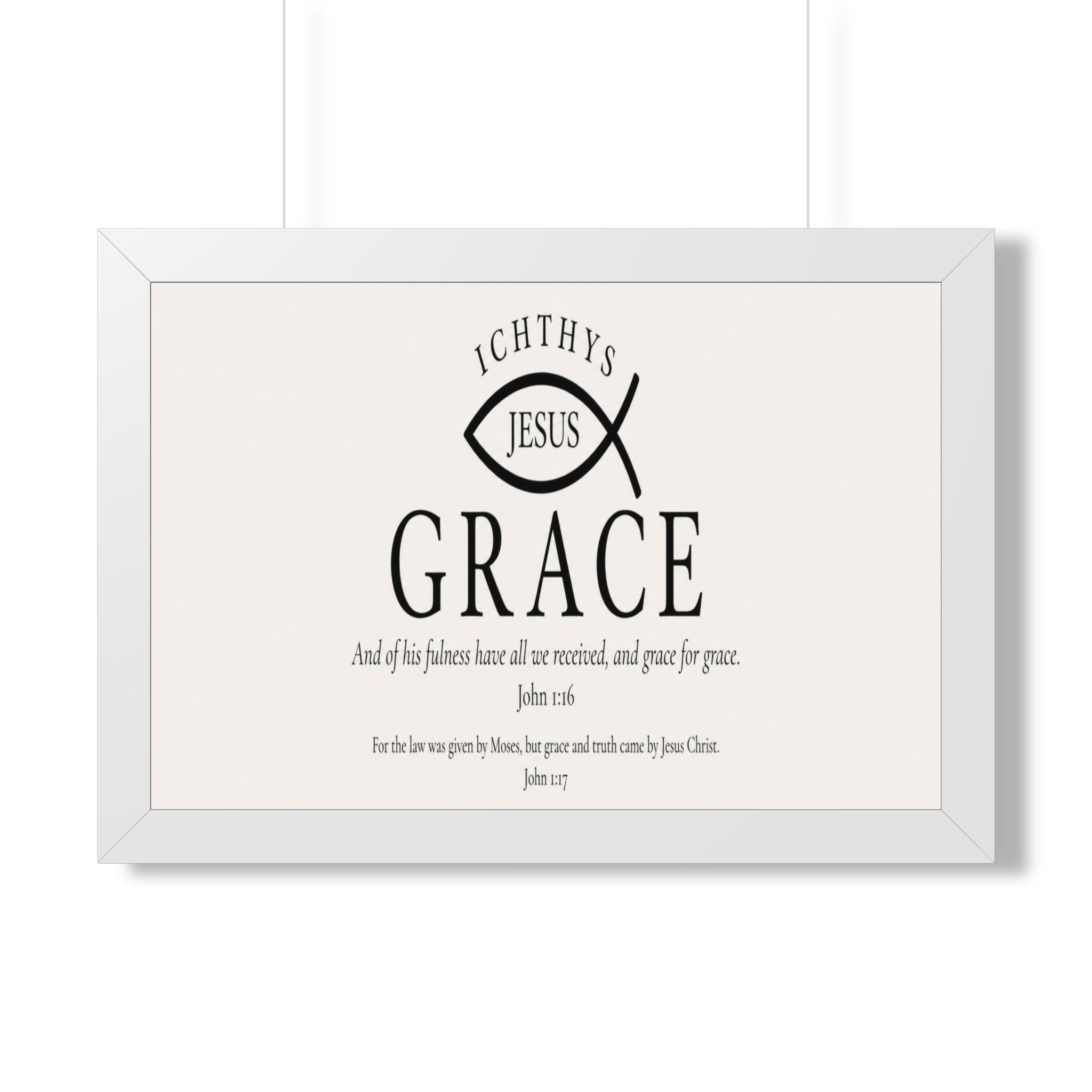 Grace Ichthys John 1:16 Christian Scripture Landscape Wall Art - Image 3