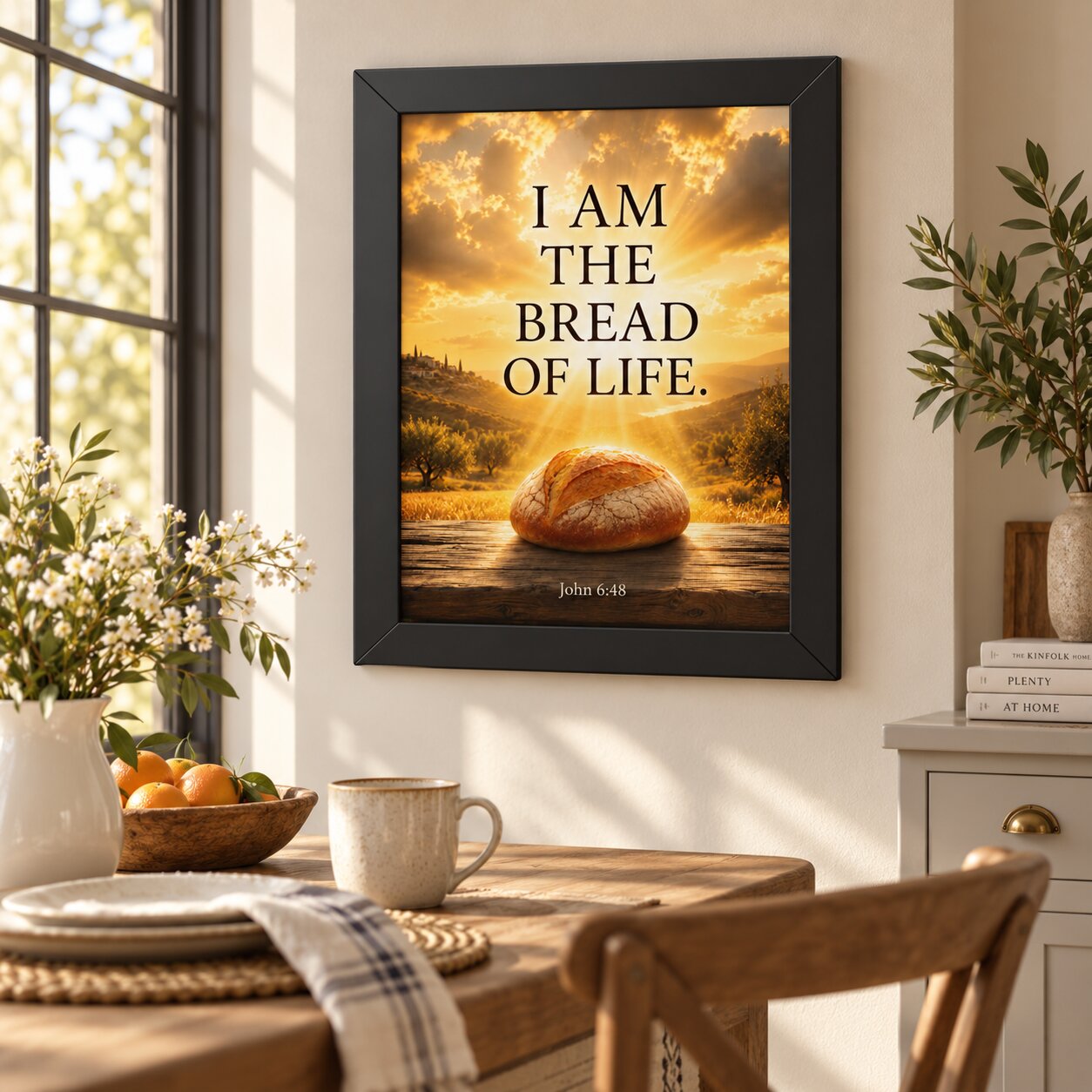 I Am the Bread of Life John 6:48 Portrait Wall Art | Jesus Christian Kitchen Decor | Faith Gift