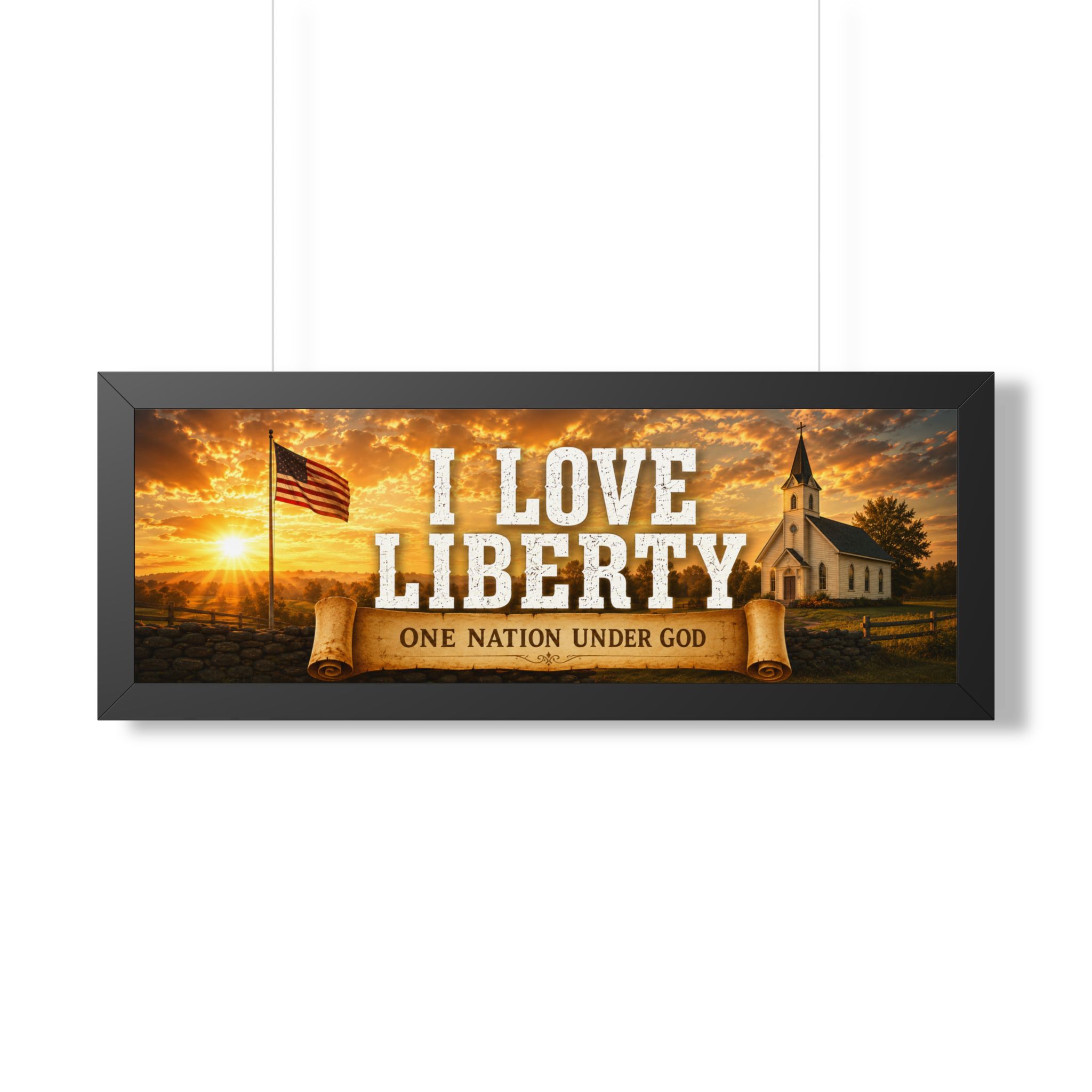I Love Liberty One Nation Under God Landscape Wall Art | Patriotic Christian Decor | Patriotic Gift - Image 4