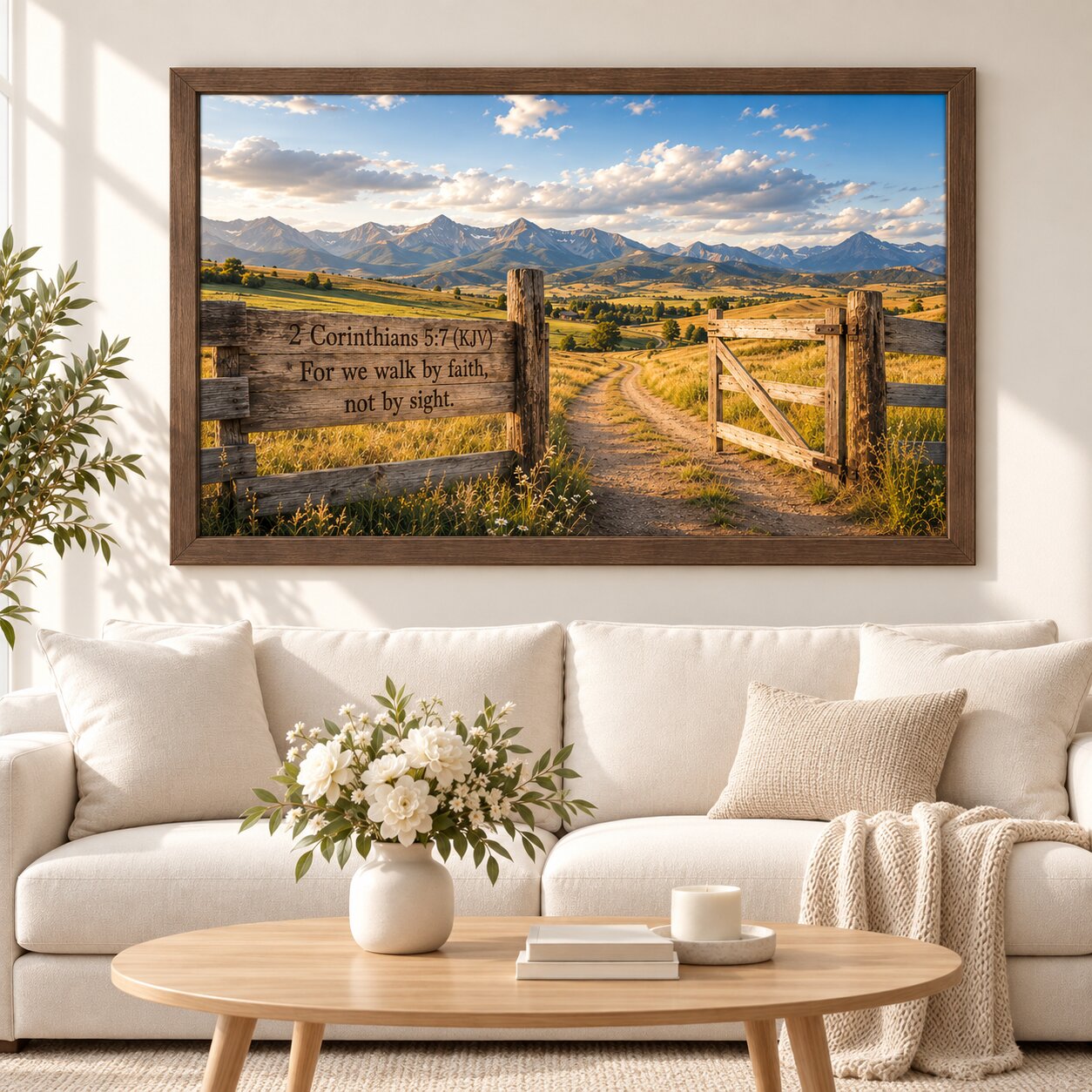 2 Corinthians 5:7 Walk by Faith Rustic Landscape Wall Art | Christian Scripture Decor | Faith Gift - Image 2