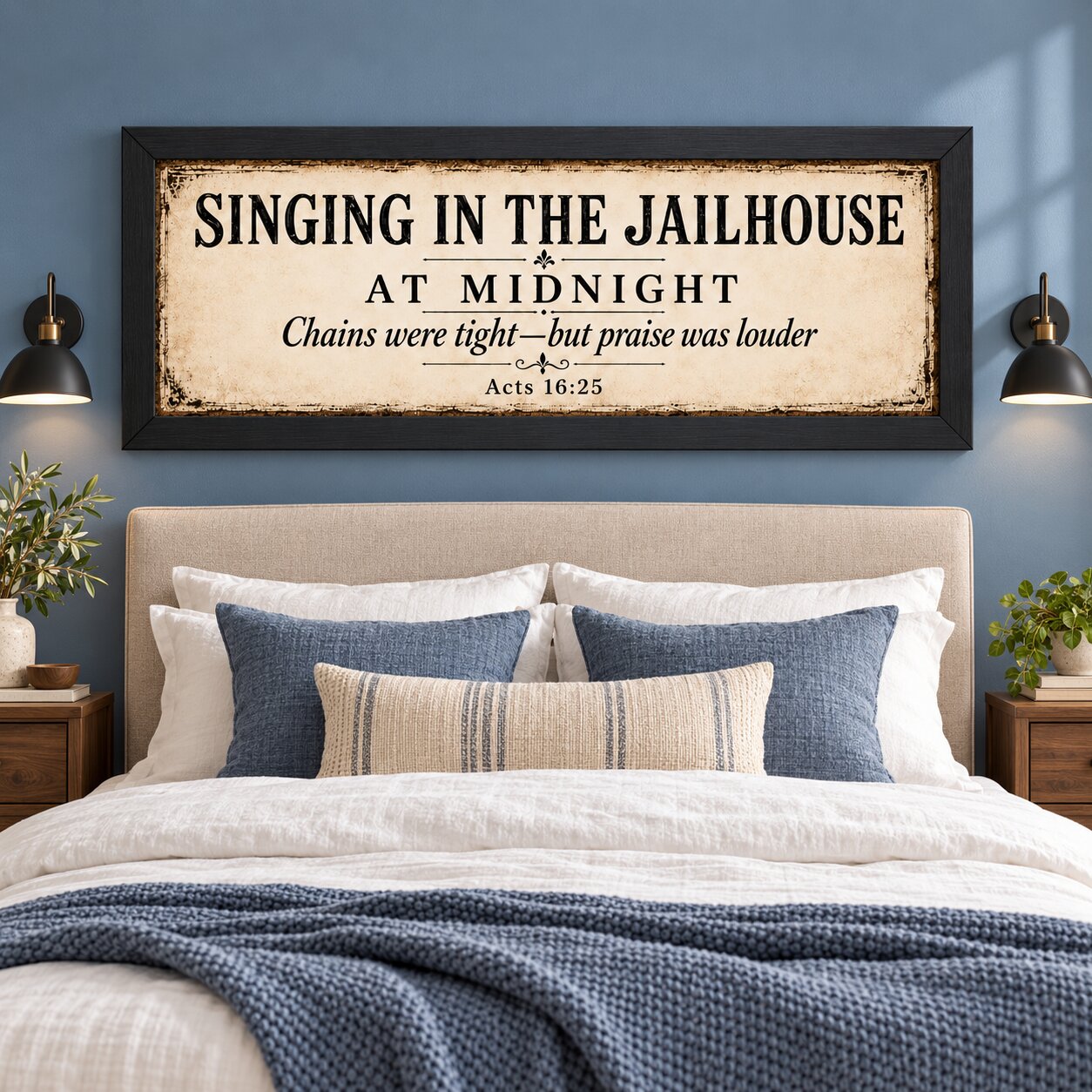 At Midnight Prayer & Praise Acts 16:25 Landscape Wall Art | Paul and Silas Scripture Decor | Faith Gift - Image 9