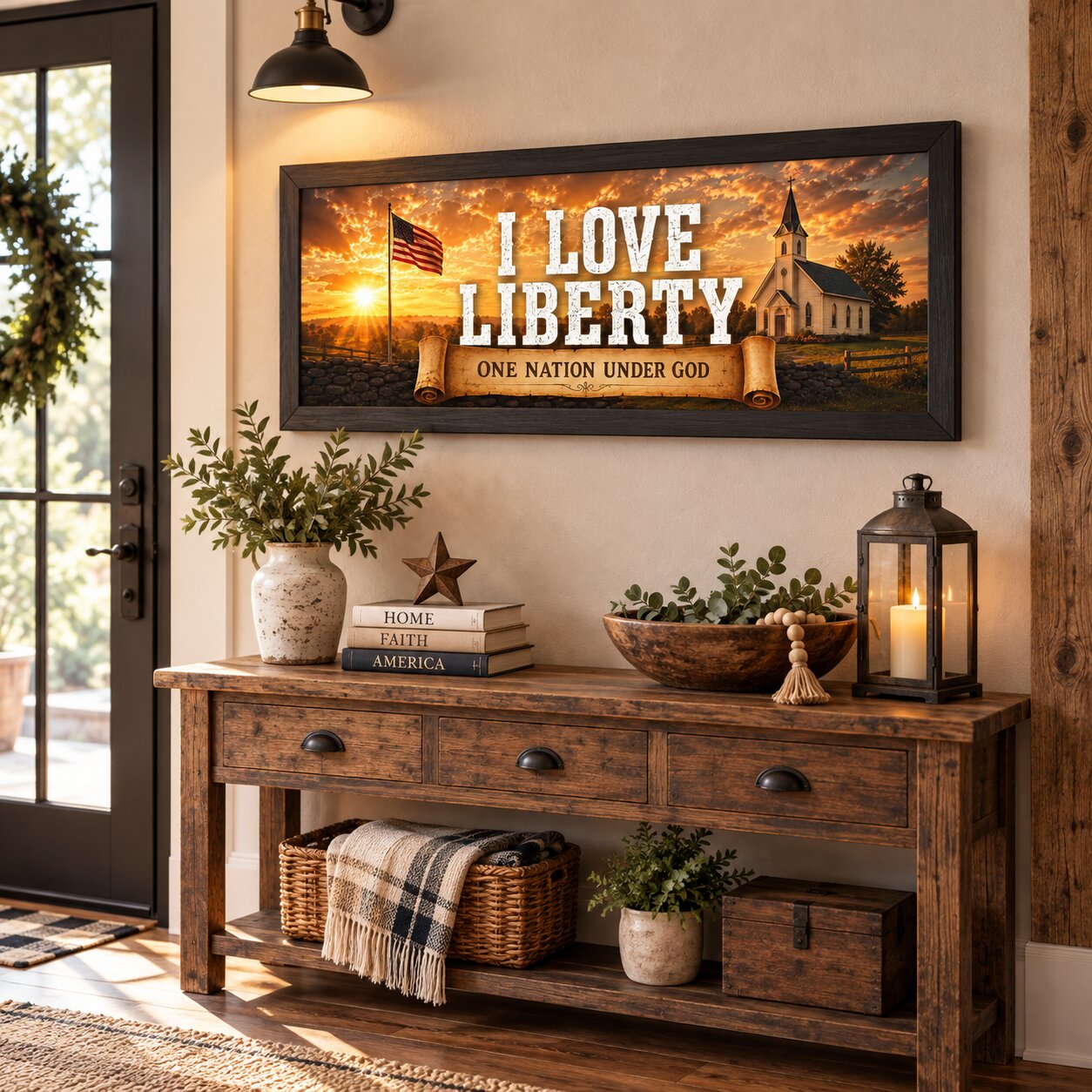 I Love Liberty One Nation Under God Landscape Wall Art | Patriotic Christian Decor | Patriotic Gift