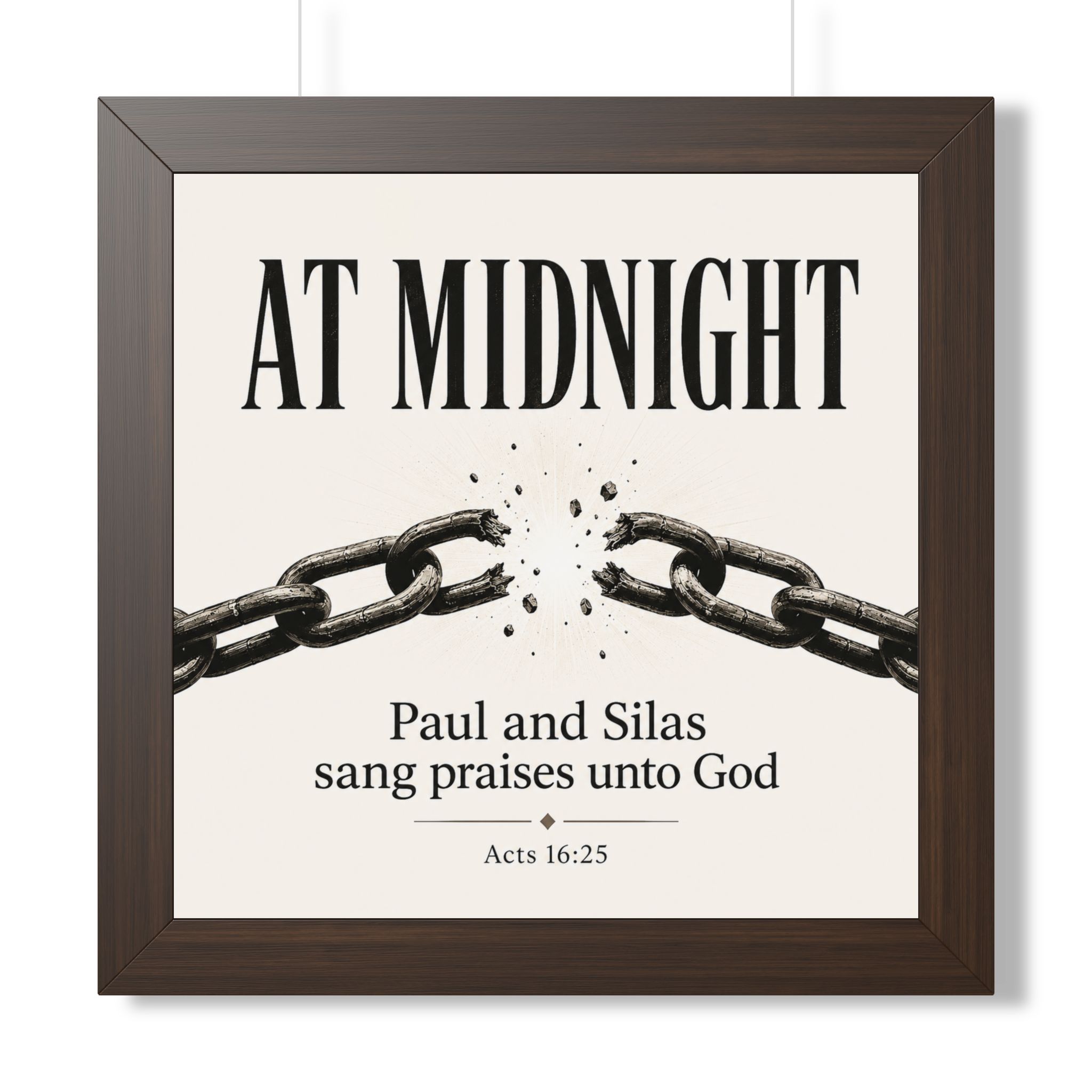At Midnight Praise Breaks Chains Acts 16:25 Portrait Wall Art | Dark Christian Wall Art | Faith Gift - Image 6