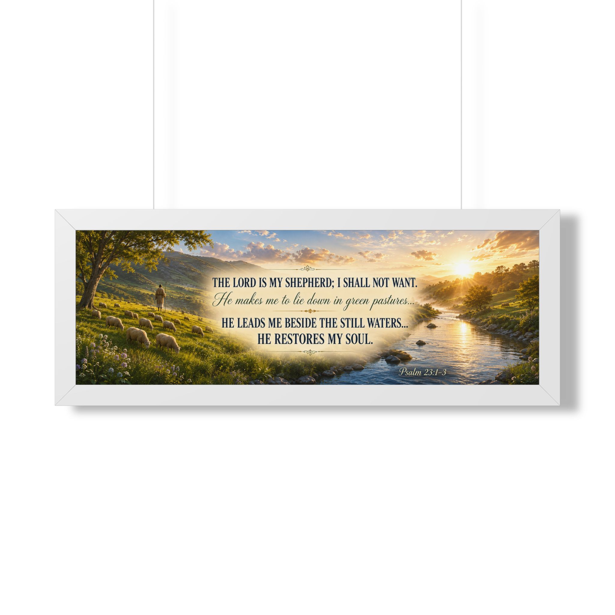 Psalm 23 The Lord Is My Shepherd Landscape Wall Art | Comforting Christian Scripture Decor | Faith Gift - Image 3