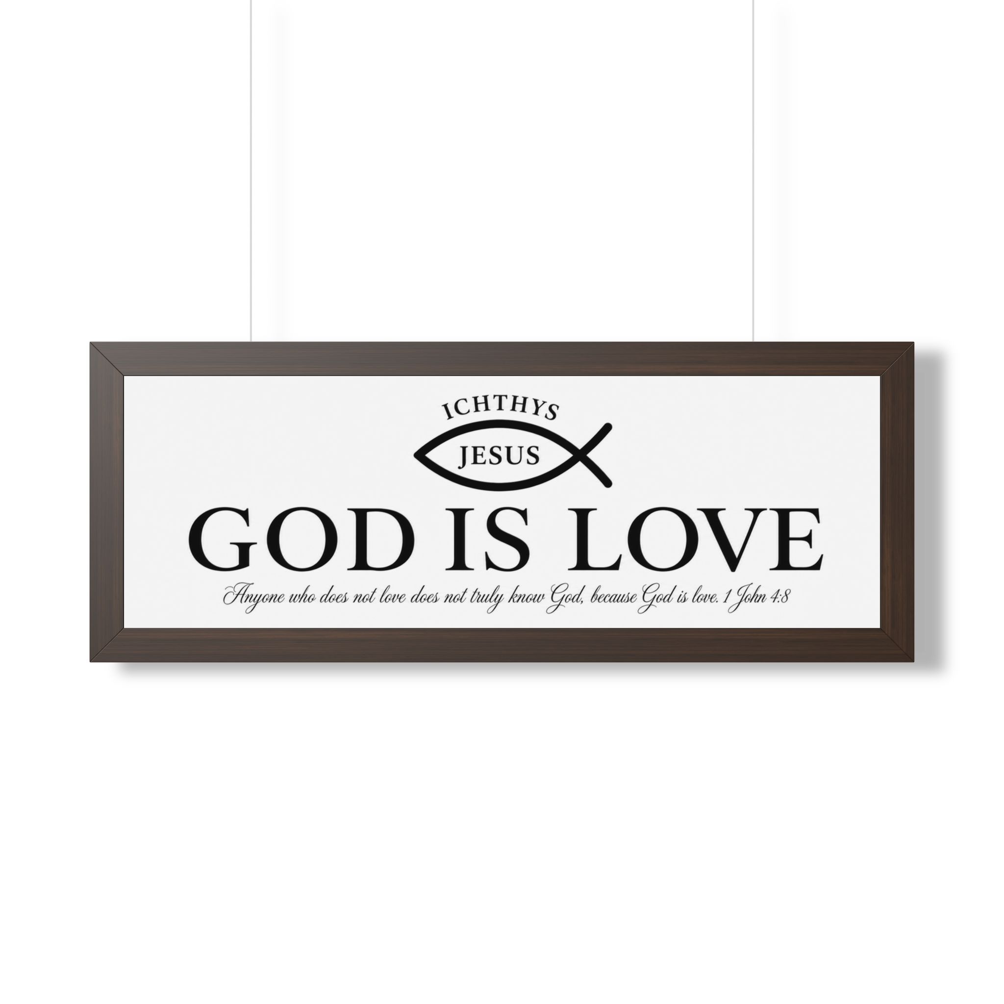 God Is Love 1 John 4:8 Ichthys Landscape Wall Art | Minimalist Christian Decor | Christian Gift - Image 2