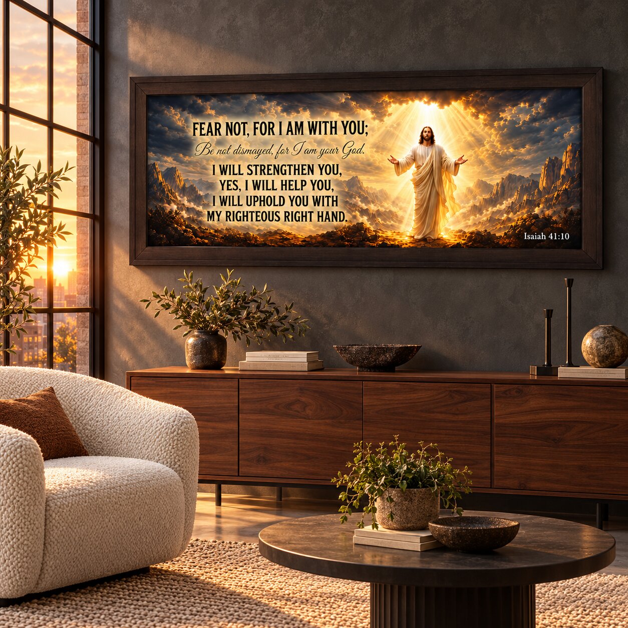 Fear Not Isaiah 41:10 Jesus Landscape Wall Art | Christian Courage & Comfort Decor | Faith Gift - Image 5