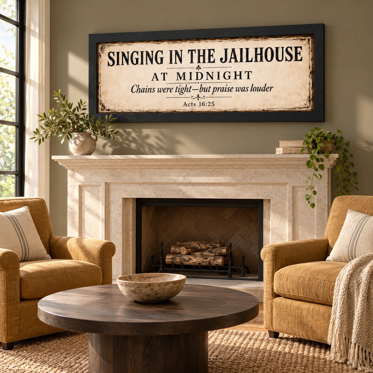 At Midnight Prayer & Praise Acts 16:25 Landscape Wall Art | Paul and Silas Scripture Decor | Faith Gift - Image 4