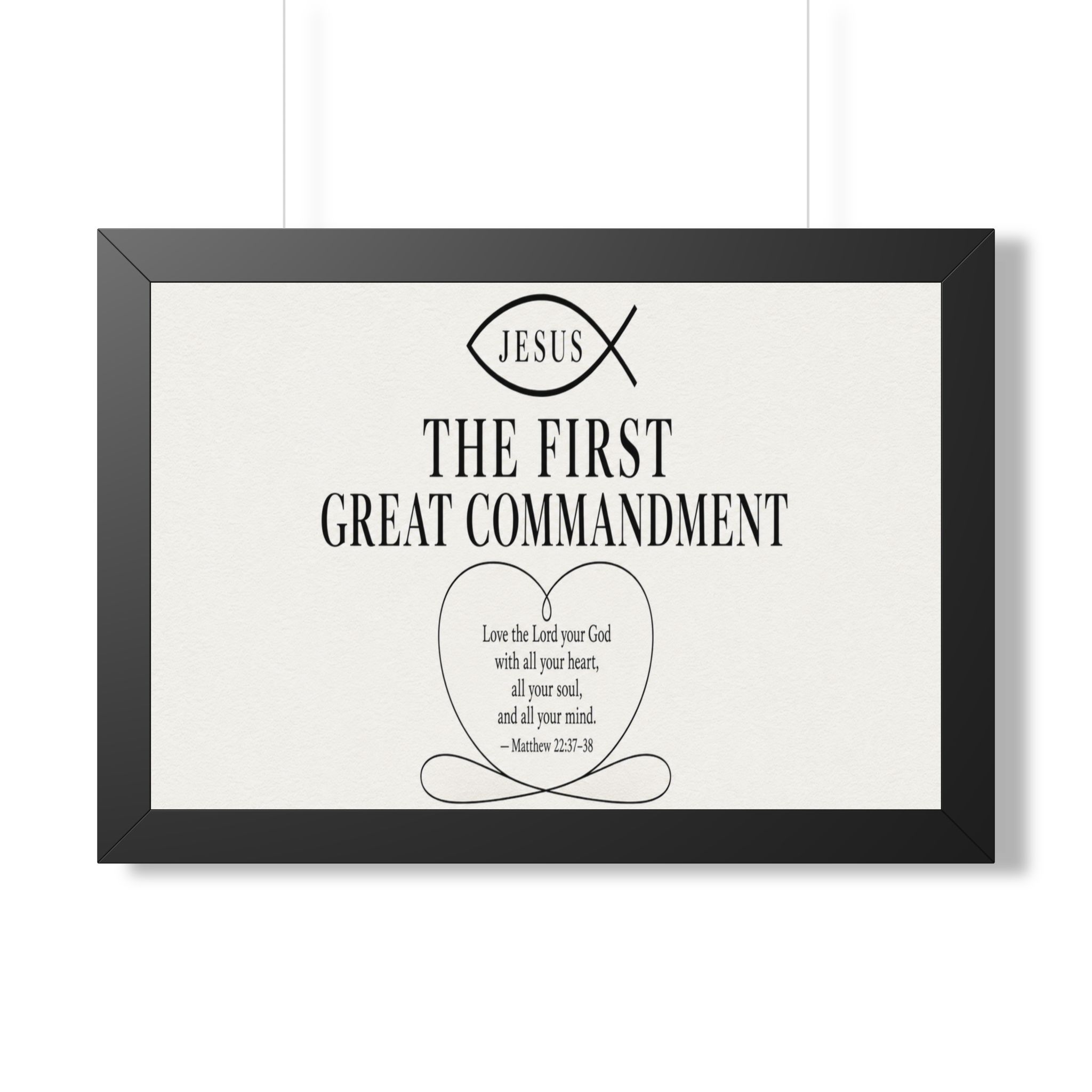First Great Commandment Matthew 22:37 Ichthys Landscape Wall Art | Love God Christian Decor | Christian Gift - Image 2