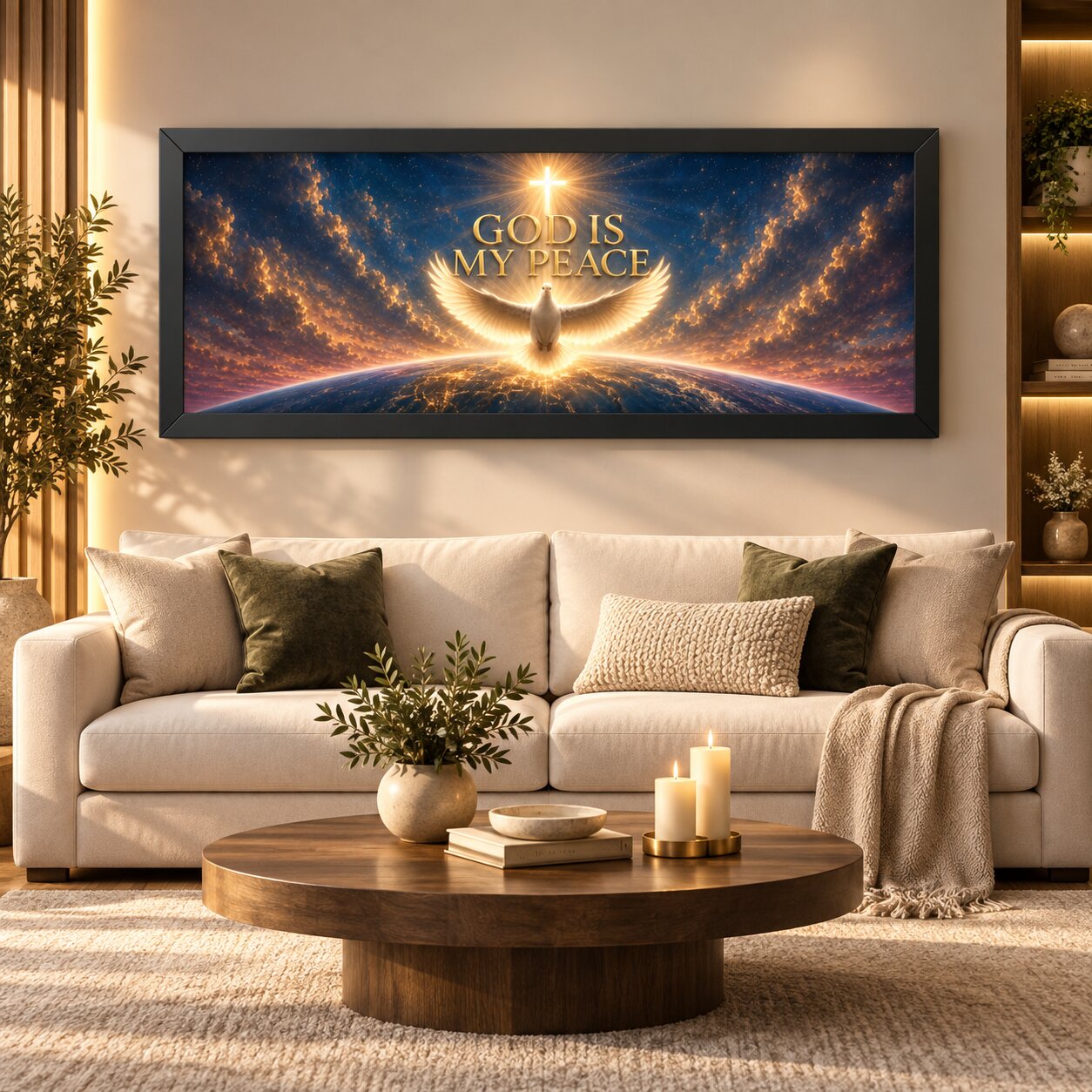 My Peace I Give You Landscape Wall Art | Calming Jesus Christian Decor | Faith Gift