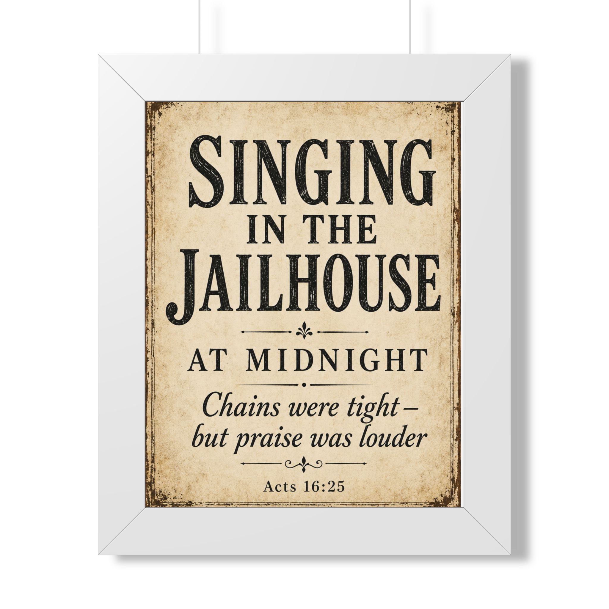 Singing in the Jailhouse at Midnight Acts 16:25 Portrait Wall Art | Paul and Silas Christian Decor | Faith Gift - Image 2