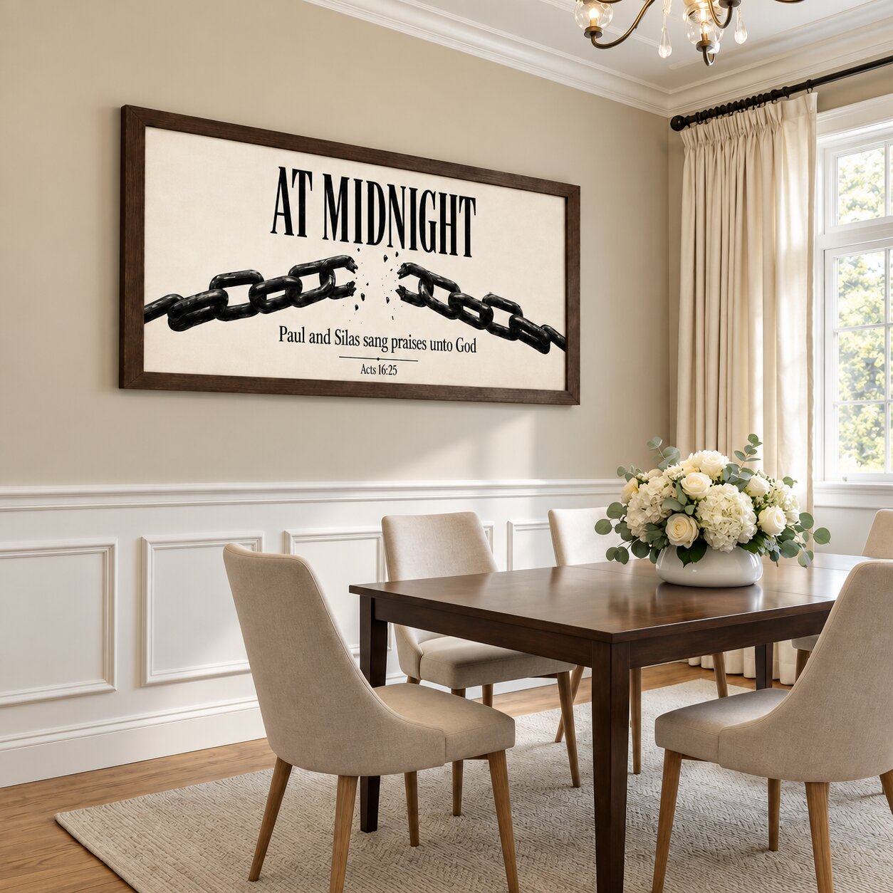 At Midnight Praise Breaks Chains Acts 16:25 Landscape Wall Art | Dark Christian Wall Art | Faith Gift - Image 7