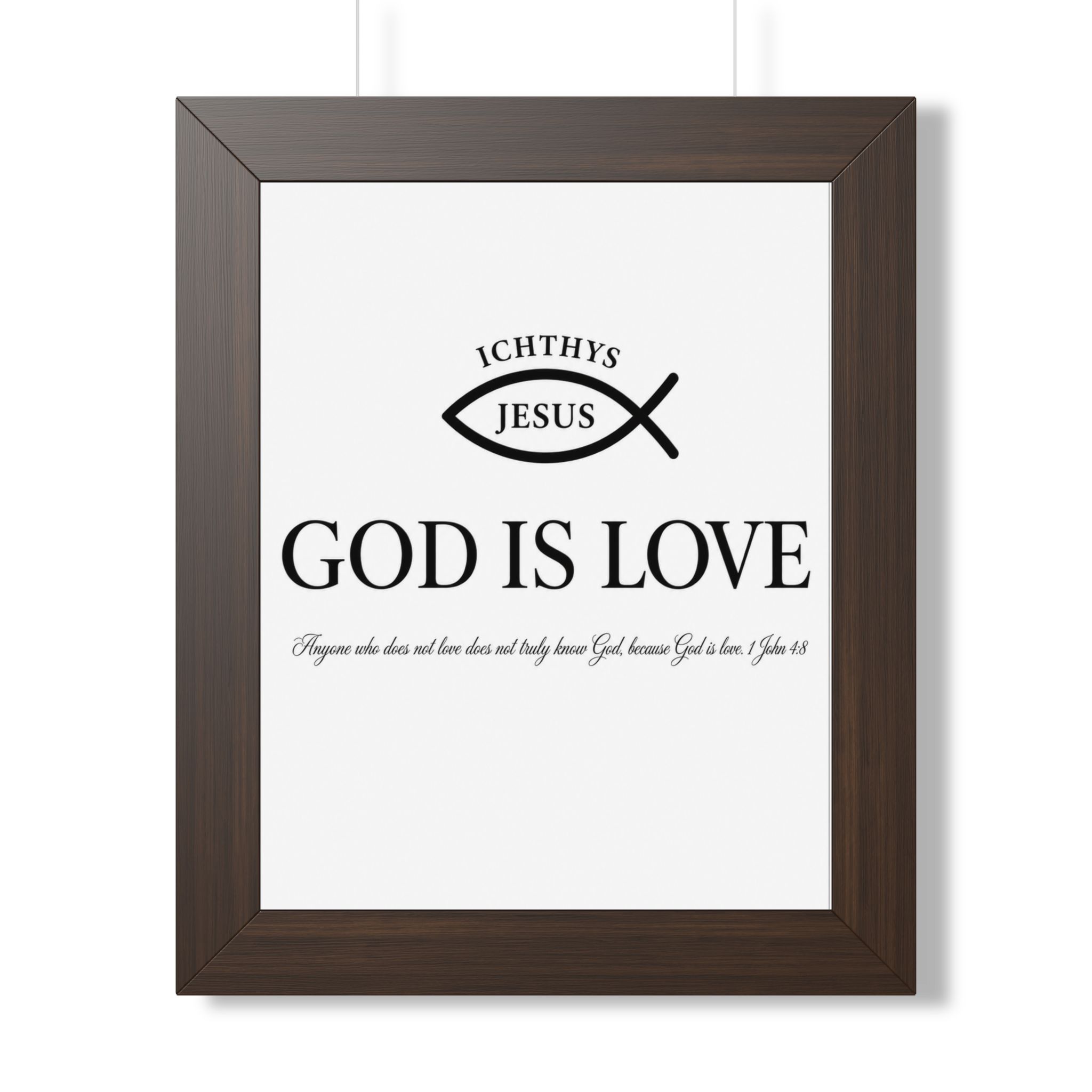 God Is Love 1 John 4:8 Ichthys Portrait Wall Art | Minimalist Christian Decor | Christian Gift - Image 3
