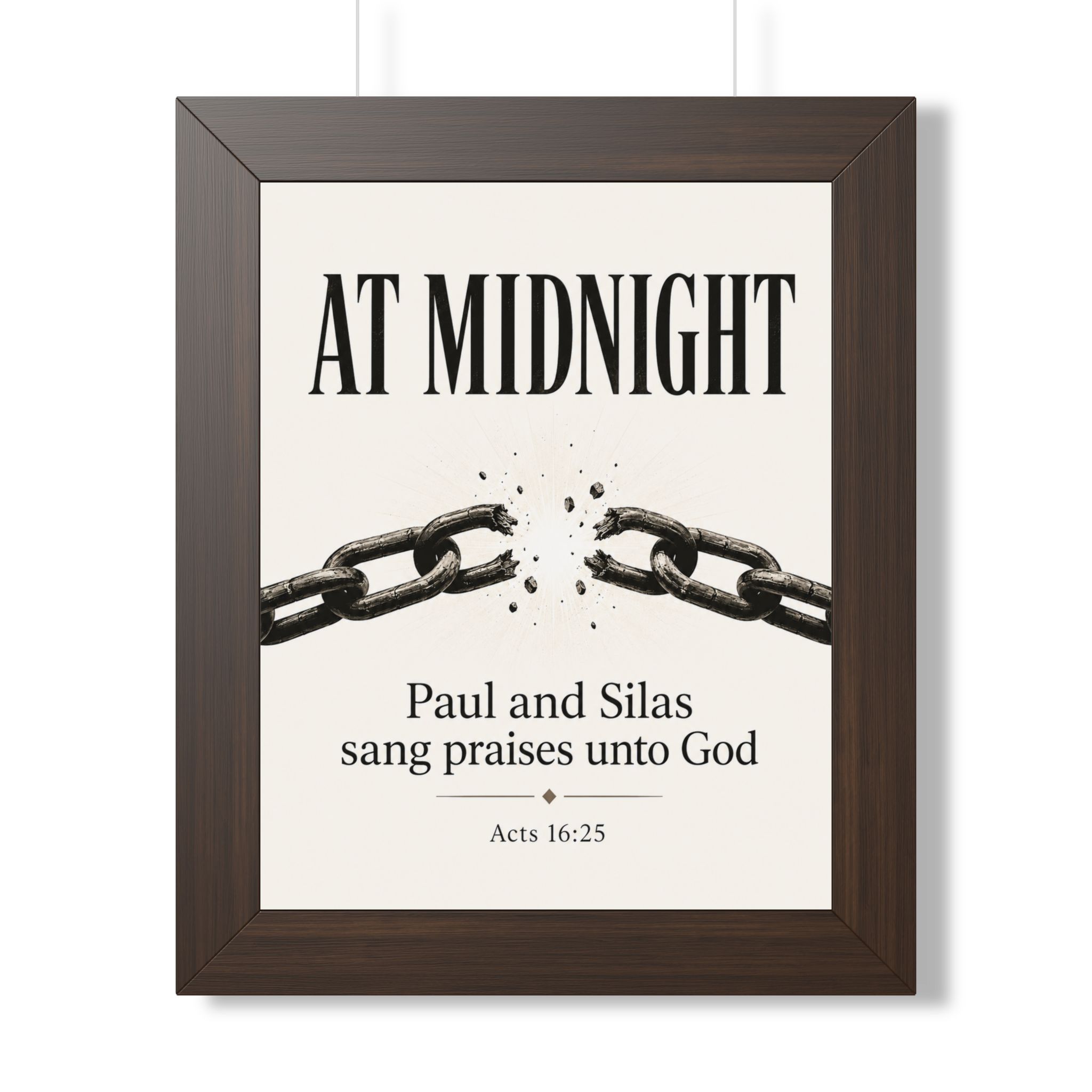 At Midnight Praise Breaks Chains Acts 16:25 Portrait Wall Art | Dark Christian Wall Art | Faith Gift - Image 5