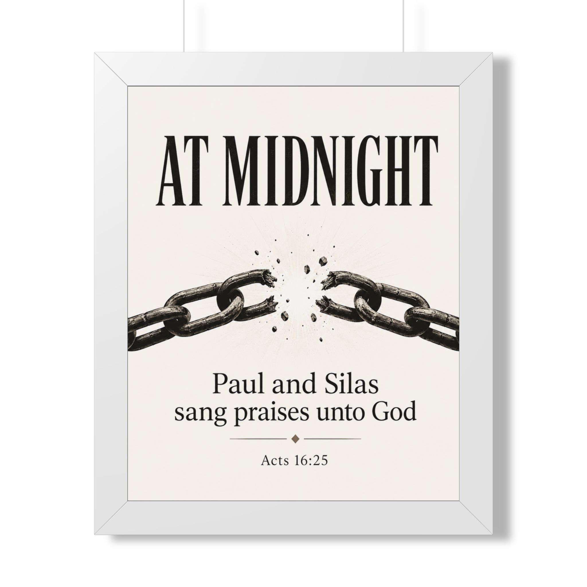 At Midnight Praise Breaks Chains Acts 16:25 Portrait Wall Art | Dark Christian Wall Art | Faith Gift - Image 4
