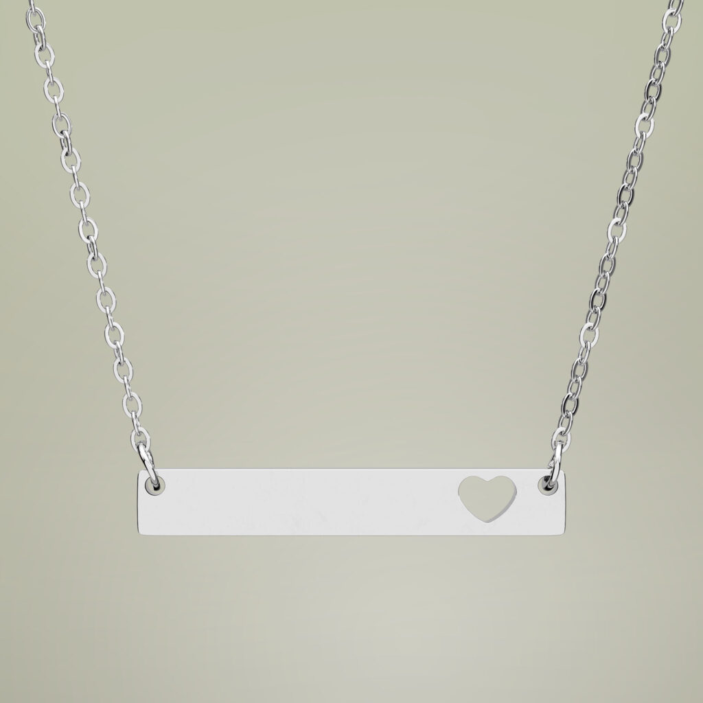 Blank cutout heart bar necklace — Stainless Steel