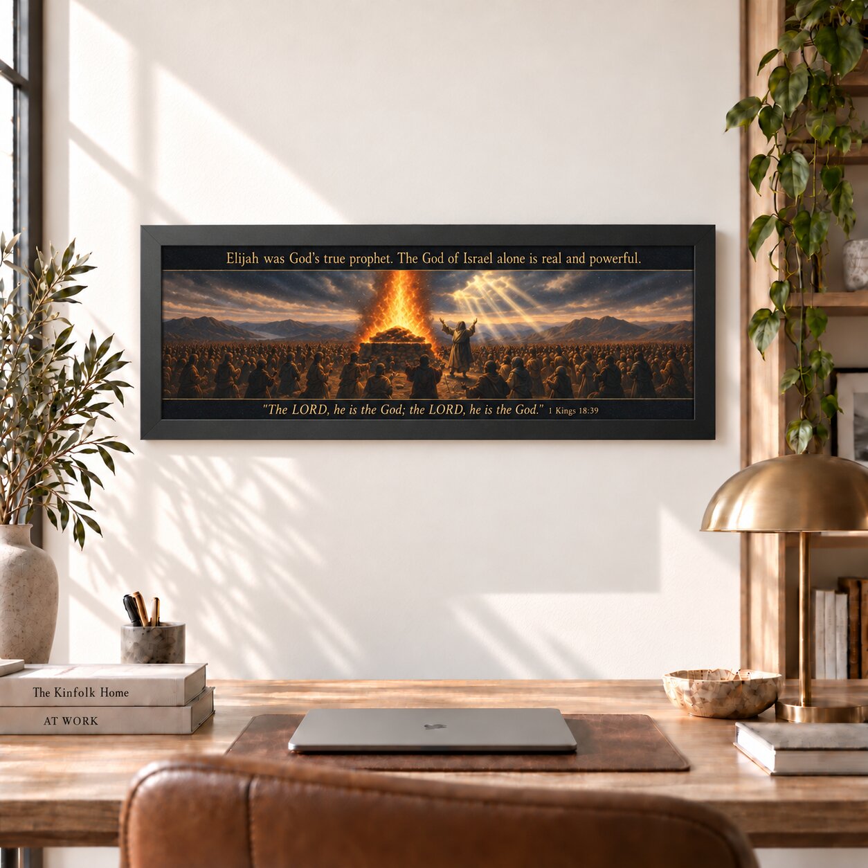 Elijah at Mount Carmel Landscape Wall Art | 1 Kings Biblical Prophet Decor | Faith Gift