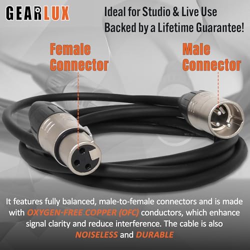 Gearlux XLR Microphone Cable, Fully Balanced, Male to Female, 25 Feet - 3 Pack - Image 3