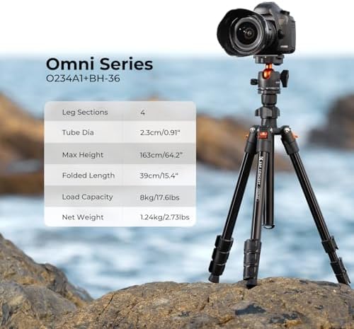 K&F Concept 64 inch/163cm Lightweight Aluminum Travel Camera Tripod - Image 2