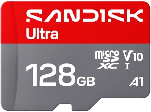 SANDISK 128GB Ultra microSD Card + Adapter, Up to 195MB/s Read Speeds