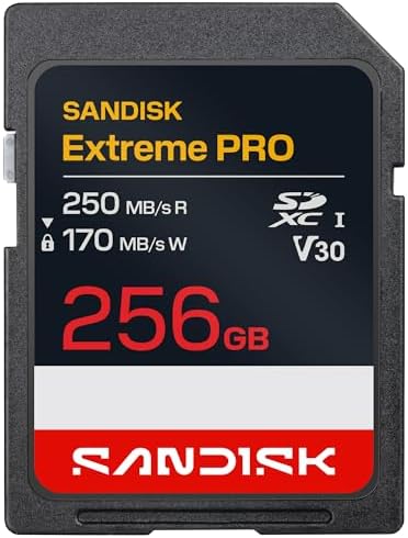SanDisk 256GB Extreme PRO SD UHS-I Card, Up to 250MB/s Read and 170MB/s Write, 4K UHD, Full HD, U3, V30, SDSDXXJ-256G-GSCIN