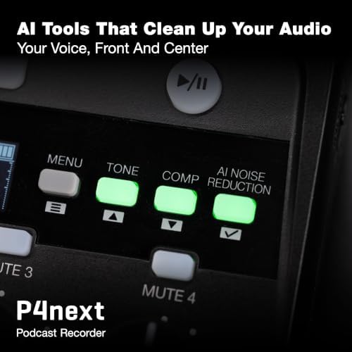 Zoom PodTrak P4next Podcast Recorder with 4 Inputs + AI Noise Reduction - Image 3